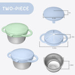 2 Pack Toddler Snack Cups, Baby Stainless Steel Snack Containers for Kids with Spill Proof Food Grade Silicone Lids & Handles 9 OZ No Spill Baby Snack Box for Mess-Free Snacking