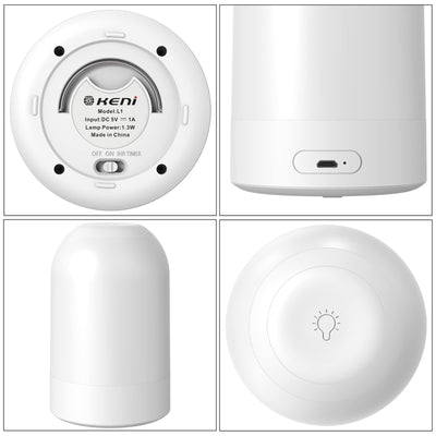 G Keni Touch Bedside Night Lamp, Baby Nursery Night Light for Kids Adults, Egg Lights with Timer, Dimmable Small Mini Lamp for Nightstand/Bedroom/Living Room, USB Rechargeable, White/Natural/Warm