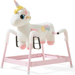 FUNLIO Unicorn Spring Rocking Horse for Kids 3-6, Rainbow Fairy Ride on Horse with Covered Spring & Sturdy Frame, Neighing & Galloping Sound for Pretend Play, Horse Toys Gift, CPC & CE Certified