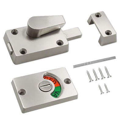 2Pcs Latch Indicating Lock,Latch Indicator Bolt,Privacy Partition Indicator Lock with Occupancy Indicator,Toilet Public Toilet Bathroom Stall Door Latch Lock (Silver,2pcs)