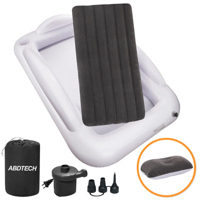 Abdtech Inflatable Toddler Travel Bed - Portable Toddler Kids Travel Bed with Safety Sides Complete Kids Air Mattress Set with High-Speed Pump, Ideal for Vacation Camping and Sleepover (60 Inches)