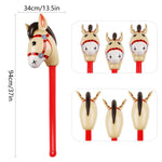 2PCS Inflatable Pony Stick Horse Costume - Halloween/Western Cowboy/Horse Baby Shower Birthday Party Decorations - 37 Inches (Red)
