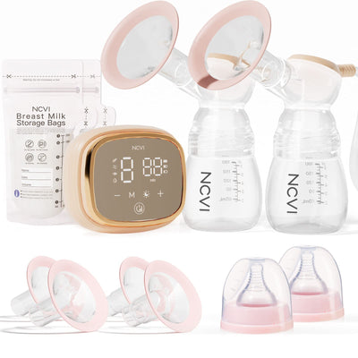 Breast pump set with NCVI branding on a white background