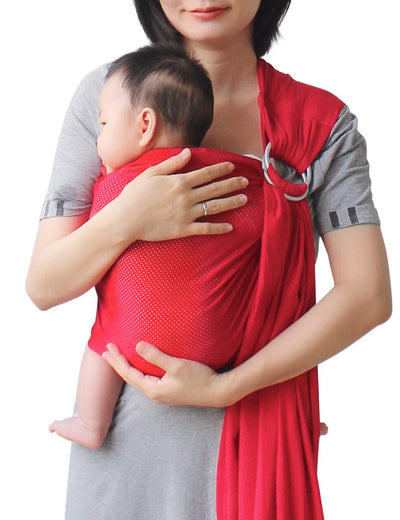 Vlokup Baby Water Ring Sling Carrier | Lightweight Breathable Mesh Baby Wrap for Infant, Newborn, Kids and Toddlers | Perfect for Summer, Swimming, Pool, Beach | Great for Dad Too Red