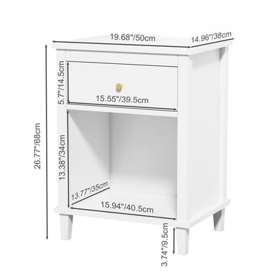 ALYIAMXL Kids Nightstand Modern Kids Bedside Table with One Drawer & Open Storage Shelf Wood End Side Table Toddler Nightstand for Bedroom Living Room (White)