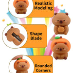 2 PCS Kids Pencil Sharpeners, Cartoon Capybara Sharpener Small, Cute Pencil Sharpeners, Manual Sharpening for Students Teachers Office - Kawaii Birthday Gifts