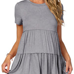 Xpenyo Women Tiered Maternity Top Fashion Short Sleeve Casual Pregnancy Blouse Shirts Heather Grey L