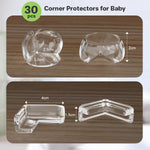 30 Pack Clear Baby Corner Protectors, L-Shaped & Spherical Furniture Edge Guards for Baby Proofing Soft PVC Table Corner Covers for Safety on Tables, Cabinets, Shelves – Childproof Bumpers for Home