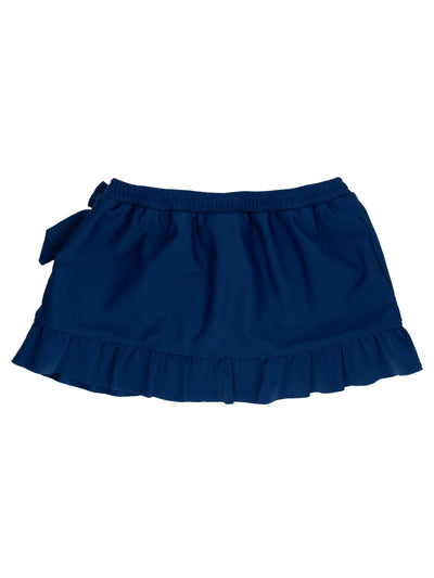 RuffleButts Girls Swim Bow Skirt Cover-Up - Navy, 12/14