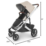 UPPAbaby Cruz V2 Stroller/Full-Featured Stroller with Travel System Capabilities/Toddler Seat, Bumper Bar, Bug Shield, Rain Shield Included/Declan (Oat Mélange/Silver Frame/Chestnut Leather)