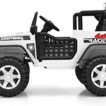 Costzon 2-Seater Ride on Truck, 12V Battery Powered Electric Vehicle w/Remote Control, 2 Speeds, Spring Suspension, LED Light, Horn, Music/ MP3, 2 Doors Open, Ride on Car for Kids (White)