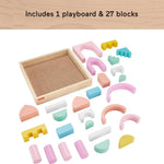 Fisher-Price Wood Toddler Toy Castle Block Set, 28 Wooden Pieces for Stacking Developmental Play Preschool Kids Ages 2+ Years