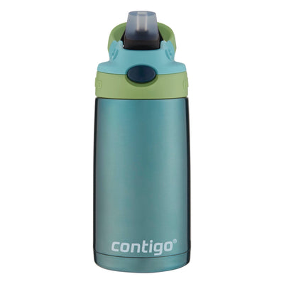 Contigo Kids Stainless Steel Water Bottle with Redesigned AUTOSPOUT Straw, 13oz, Green and Blue, Easy Clean, BPA Free