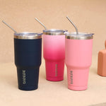 BJPKPK 30oz Stainless Steel Tumbler Color Block Insulated Tumblers Cup with Lid and Straw, Double Walled Travel Coffee Mug,Mint