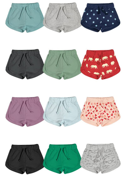 Teach Leanbh Toddler Baby Boys Girls 3 Pack Athletic Shorts Cotton Soild Color Printing with Drawstring (Heart, 3-6 Months)