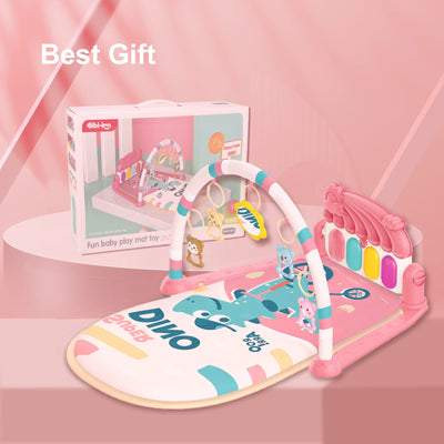 dearlomum Baby Play Mat Baby Gym, Piano Tummy Time Baby Activity Gym Mat with 5 Infant Learning Sensory Baby Toys, Music and Lights Boy & Girl Gifts for Newborn Baby 0 to 3 6 9 12 Months(Pink)