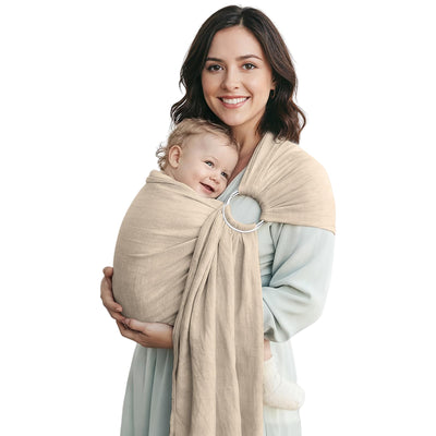 Shiaon Baby Ring Sling Wrap, Lightweight Baby Carrier Sling Toddler Sling, Cotton Infants Wraps Carrier (7-35 lbs) for Toddlers, Cream