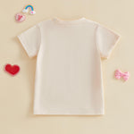 Toddler Baby Girl T-Shirt Summer Tops Letter Graphic Print Short Sleeve Crew Neck Tee Kids Cute Clothes (Raccoon Apricot, 12-18 Months)