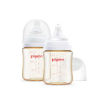 Two Pigeon baby bottles on a white background
