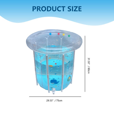 Kiddie Pool 29.5x31.5in Inflatable Baby Pool Cartoon Pattern Baby Swimming with Drainage Transparent Sealed PVC Cooling Toddler for Hot Days, Kiddie Pools