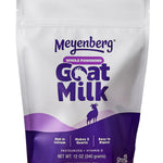 Meyenberg whole powdered goat milk package on a white background