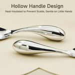 KINGSTONE Toddler Utensils Set, 18/10 Stainless Steel Kids Silverware Set with Curved Handle, All-Metal Baby Fork and Spoon, Safe Children's Flatware, Dishwasher Safe, Mirror Polished (2-Piece)