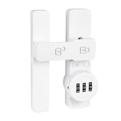 INIRET White 180 Degree Barn Door Lock,Mechanical Password Lock,Flip Latch with Combination,3 Digit Password Keyless,Protect Privacy,for Barn Door,Windows,Garden,Cabinets,Bathroom,and Sliding Door