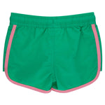 RuffleButts Girls UPF50+ Cover-Up Board Shorts - Bright Green, 2T