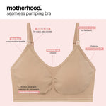 Motherhood Maternity Womens Hands Free Pumping Seamless Clip Down Nursing Bra for Breastfeeding, Essential Nude, Medium