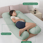 QUEEN ROSE Pregnancy Pillow, U Shaped Full Body Pillows for Sleeping Support, 55 Inch Maternity Pillow for Pregnant Women, Green