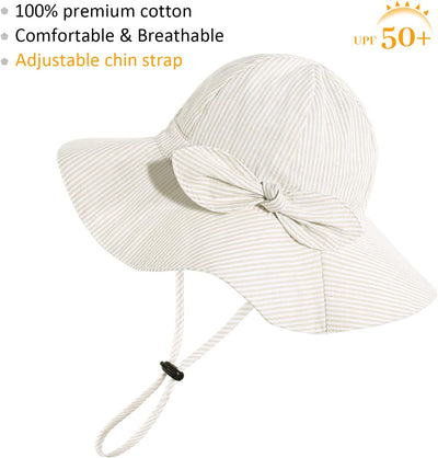 Baby Girl Sun Hat with UPF 50+ Outdoor Adjustable Beach Hat with Wide Brim Bucket Hats