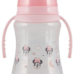 Disney 2 Pack 10 Ounce Baby Bottles with Character Prints and Colored Covers with Double Handle - BPA Free and Easy to Clean
