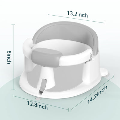 ONTHEWEI Baby Bath Seats for Babies Sitting Up, Non-Slip Baby Bathtub with 3 Suction Cups, Safe & Comfortable Toddler Bath Seat Ideal for Baby Bath/Shower Support, Stable Design, Grey (6-24 Months)