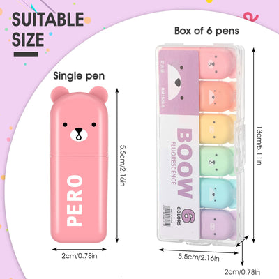 Fuutreo 60 Pcs Cute Mini Bear Highlighter Pens Kawaii Highlighter Set Back to School Gift Assorted Pastel Colors Chisel Tip Marker Pens for Kids Students Adults School Office Supplies