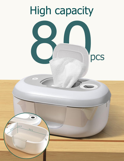 Babelio Baby Wipe Warmer and Wet Wipes Dispenser | Large Capacity Wipes Warmer for Babies with Night Light | Top Even Heating, 4-Level Temperature (100-131℉) | Newborn Essentials