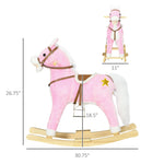 Qaba Rocking Horse with Sound, Ride on Horse with Saddle, Toddler Rocker, Gift for 3-8 Year Old, Pink