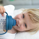 Dr. Brown's Milestones Baby's First Straw Cup, Training Cup with Weighted Straw, 9oz/270mL, Dark Blue/Vintage Yellow, BPA Free, 6m+, 2 Pack