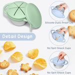 2 Pack Toddler Snack Cups, Baby Stainless Steel Snack Containers for Kids with Spill Proof Food Grade Silicone Lids & Handles 9 OZ No Spill Baby Snack Box for Mess-Free Snacking