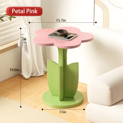 End Table for Sofa - Flower Shaped Side Table & Plant Stand - Unique Nightstand for Girls Bedroom - Modern Bohemian Furniture & Groovy Room Decor - Preppy, Y2K Style Accent Table (Pink Green)