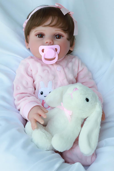 SCOM Realistic Reborn Baby Dolls - 18 Inch Real Life Baby Girl, Toddler Hispanic Doll with Full Body Vinyl, Newborn Lifelike Weighted Doll for Ages 3+ Gift
