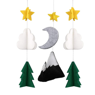 Baby Crib Mobile – Wooden Hanging Nursery Baby Mobile for Crib, Nursery Decor for Boys & Girls, Perfect Shower Gift (Starry Woodland Night, Short Evergreen) Also Fits Bassinets, Sorrel + Fern