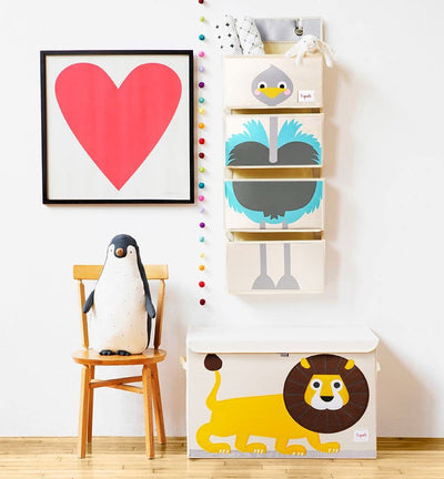 3 Sprouts Over The Door Baby Organizer - Essential Newborn Nursery Storage, Toy Organizer for Room and Closet - Bedroom Storage - Hooks Included, Ostrich