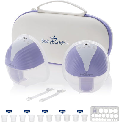 BabyBuddha breast pump set with accessories on a white background