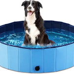 Jasonwell Foldable Dog Pet Bath Pool Collapsible Dog Pet Pool Bathing Tub Kiddie Pool Doggie Wading Pool for Puppy Small Medium Large Dogs Cats and Kids 63" Blue