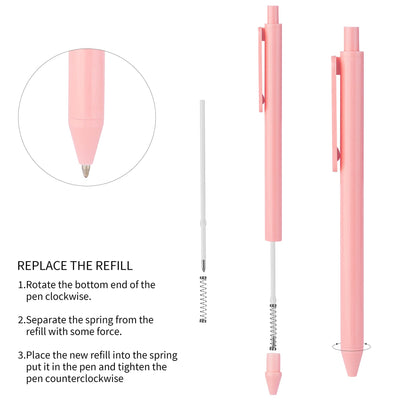 WY WENYUAN 12-Pcs Ballpoint Pens, Comfortable Writing, Pastel Retractable Pretty Journaling, Black Ink Medium Point 1.0 mm Gift, Cute Office Supplies for Women
