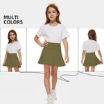 Neutocd Toddler Baby Girls Skirts Skorts Elastic Girl Pleated Skirts Kid Casual Stretch Waist Skater Skort Built in Shorts OliveGreen