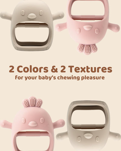 ChooKaChoo 2 Pack Baby Teething Toy Silicone Teething Mitten for Babies Over 3 Months Anti Dropping Wrist Hand Teethers Baby Chew Toys for Sucking Needs, BPA Free