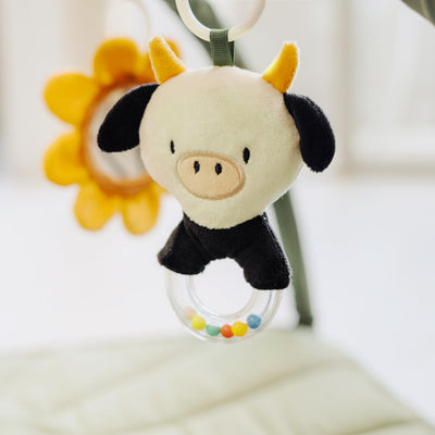 Beautiful Baby Play Gym and Tummy Time Mat - Soft Mat with 5 Farm Toys Creates The Perfect Activity Area for Your Girl/Boy - Stylish Infant Floor Playmat Fits Nicely with Any Playroom Decor