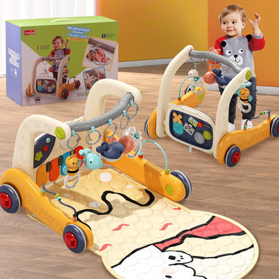 KidsMind Baby Play Mat Gym,4-in-1 Baby Kick and Play Piano Tummy Time Mat Learning Walker-Musical Activity Center with Lights Seat and Push Walkers Ideas for Baby Newborn 0-6-12 18 Months Boy Girl