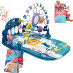 dearlomum Baby Play Mat Gym,Funny Play Piano Tummy Time Activity Mat with 5 Infant Sensory Toys & 2 Baby Book Toys, Boy & Girl Gifts for Newborn 0 to 3 6 9 12 Months(Blue)